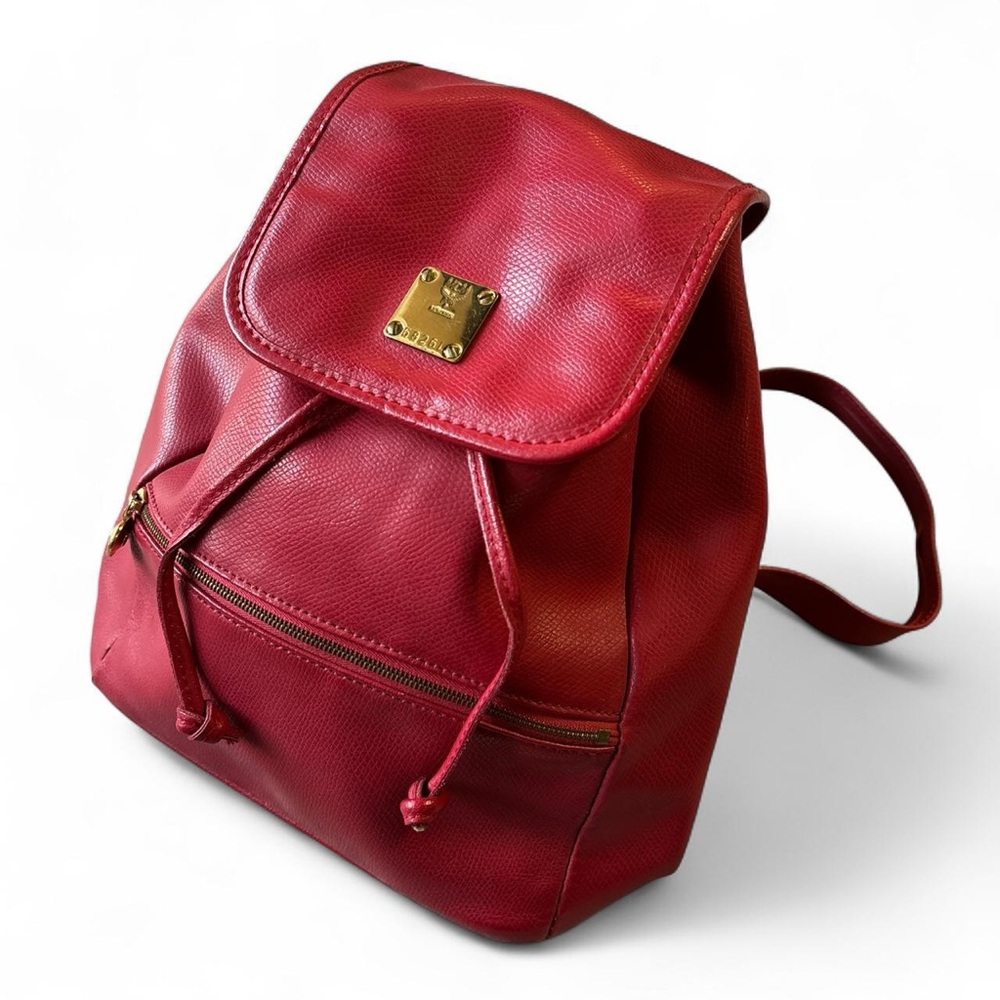 MCM Red Leather Backpack